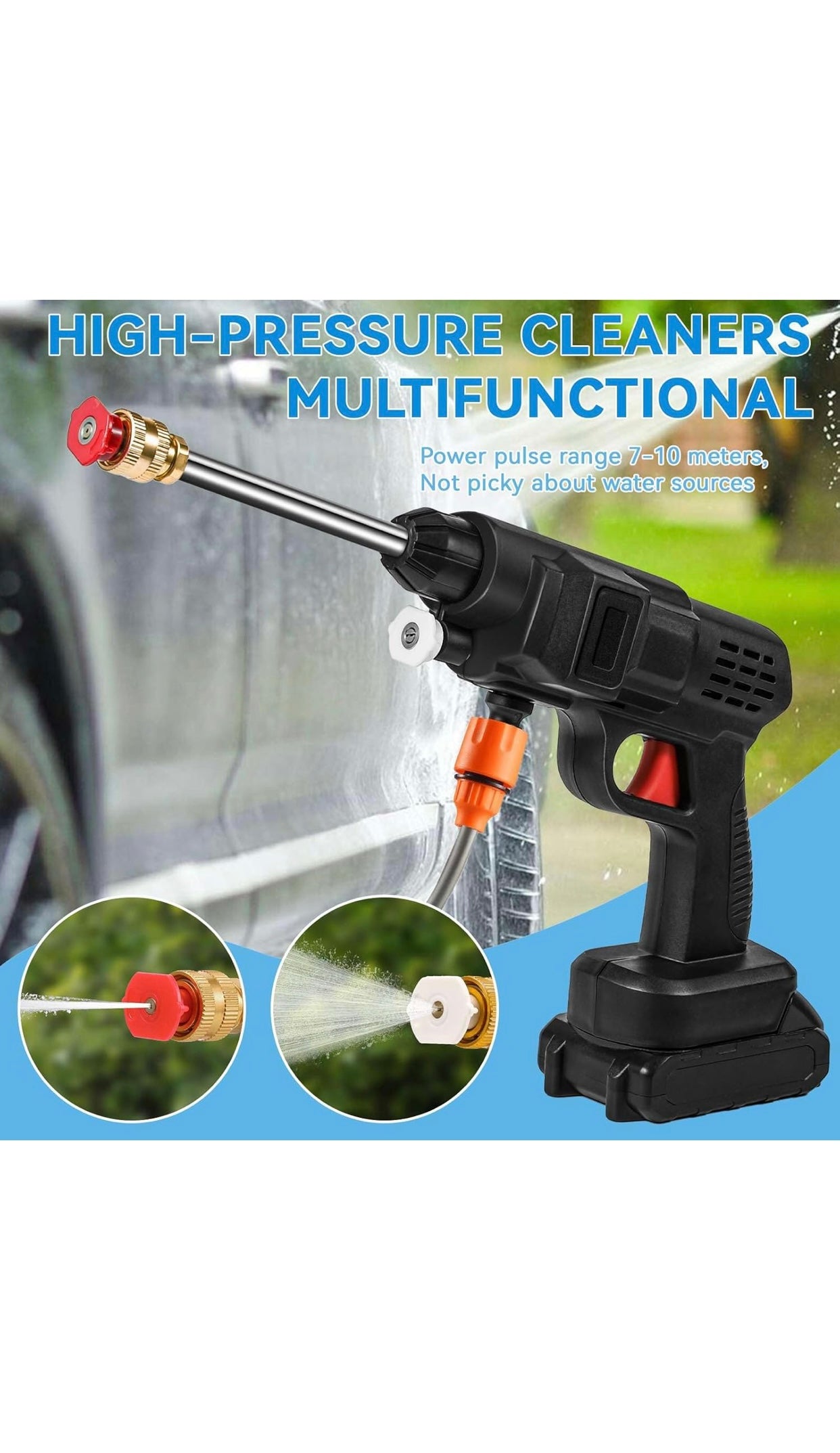 Cordless Pressure Washer 21V 50Bar Portable Power Washer – Brand New, 2 Batteries + Charger