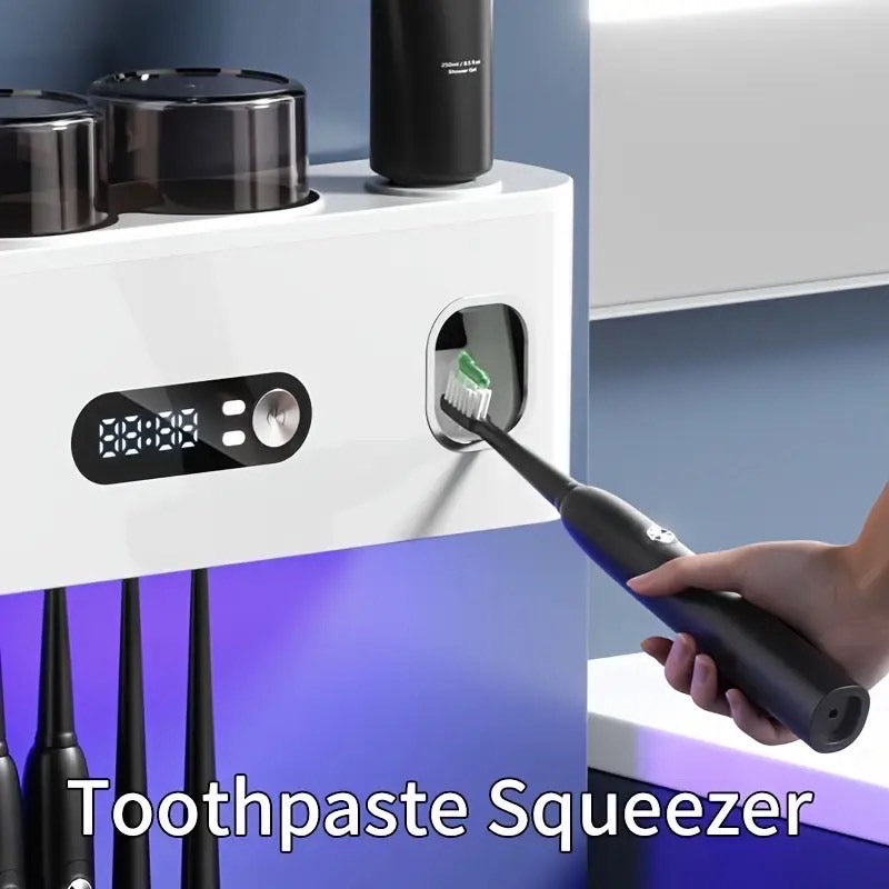 🪥 Smart Toothbrush Sanitizer 🕒 | 2 Cups + Auto Dispenser ⚡