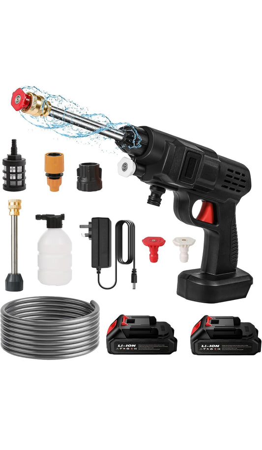 Cordless Pressure Washer 21V 50Bar Portable Power Washer – Brand New, 2 Batteries + Charger