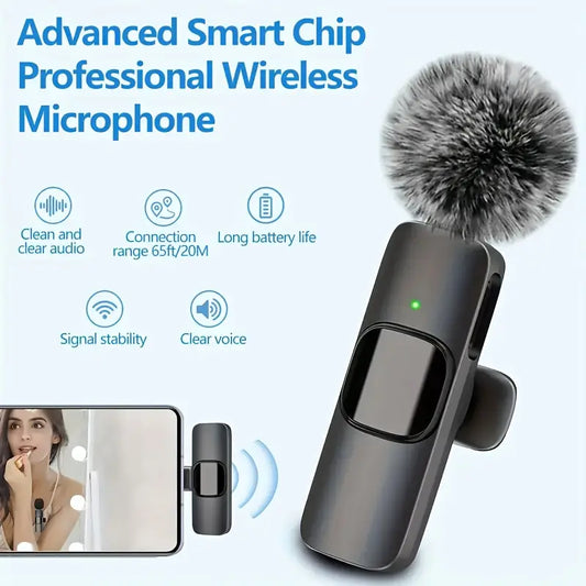 🎤 Mini Wireless Lavalier Mic (Type-C) – Noise Cancelling for Vlogging 🎬