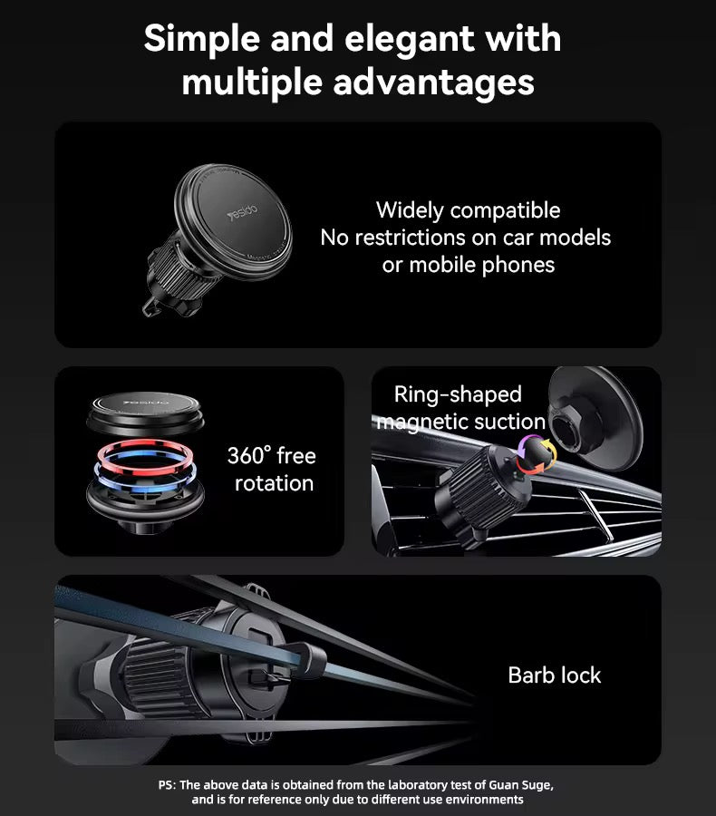 Yesido C252 Magnetic Car Phone Holder – 360° Rotation | Air Vent Mount | Strong Magnet
